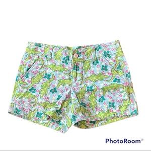 Lilly Pulitzer Alberta Gator Green Shorts Size 0